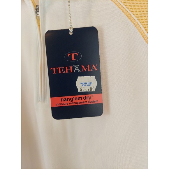 Tehama Womens Hang Em Dry Golf/Tennis Sleeveless Half Zip White/Orange, S - NWT - Picture 2 of 11